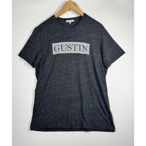 Gustin T Shirt Mens Medium Charcoal Gray Logo Made in USA Premium Basics Casual